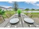 Scenic outdoor dining area overlooking a serene pond and lush green landscape at 730 Longboat Dr, Davenport, FL 33896