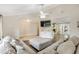 Spacious living room with plush sofa, a media center, and views of the backyard at 811 Gatehouse Dr, Winter Springs, FL 32708