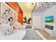 Unique themed bedroom with cartoon character accents, stylish decor, and comfortable bedding, creating a fun and playful atmosphere at 1445 Rolling Fairway Dr, Davenport, FL 33896