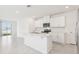 Modern kitchen with white cabinetry, stainless steel appliances, and a center island, with access to the lake view at 3213 Viceroy Ct, Poinciana, FL 34759