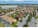 Aerial view of the neighborhood and community, featuring the parking lots and landscaping at 4895 Clock Tower Dr, Kissimmee, FL 34746