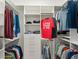 Organized walk-in closet with shelving, hanging racks, and drawers for ample storage in a clean, white design at 8400 Bridgeport Bay Cir, Mount Dora, FL 32757