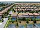 Overhead view of a community showcasing single-Gathering homes, pools, and meticulously maintained lawns at 9023 Shadow Mountain St, Davenport, FL 33896
