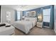 Serene bedroom with a king-size bed, ensuite bathroom, and ample natural light with modern decor at 9023 Shadow Mountain St, Davenport, FL 33896