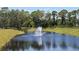 Scenic pond with a fountain feature surrounded by lush greenery, enhancing the community's natural appeal at 146 Jones Fish Camp Rd, Edgewater, FL 32141