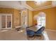 Bright dining room featuring a crystal chandelier, arched windows, hardwood floors, and seating for six at 1704 Kersley Cir, Lake Mary, FL 32746