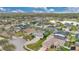Aerial view of a residential neighborhood with well-maintained homes, mature trees, and a tranquil lake at 1827 Lindzlu St, Winter Garden, FL 34787