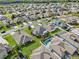 Aerial view showcases a neighborhood of well-maintained homes, manicured lawns, and mature trees at 2933 White Cedar Cir, Kissimmee, FL 34741