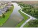 Scenic aerial view of community with walking path along a waterway offering outdoor recreation at 2933 White Cedar Cir, Kissimmee, FL 34741