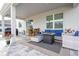 A beautiful covered outdoor space with seating, dining area, and stylish decor at 2984 Sanctuary Dr, Clermont, FL 34714