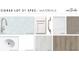 Image showcasing a selection of design materials for a new home, including countertops, tiles, carpet and flooring at 30158 Rustic Mill St, Mount Dora, FL 32757