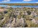 Scenic aerial view of townhomes near a lake, showcasing community living and natural surroundings at 3403 Greenwich Village Blvd # 104, Orlando, FL 32835