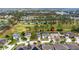 This aerial view features houses close to a golf course, ponds, and residential streets, showcasing a well-planned neighborhood at 438 Belfry Dr, Davenport, FL 33897