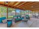 Enclosed porch featuring comfortable seating with a view of the backyard at 7614 Lake Dr, Belle Isle, FL 32809