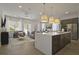 Open-concept kitchen and living room with modern lighting, stainless steel appliances, and a cozy seating area at 15567 Gentle Rain Dr # 194, Winter Garden, FL 34787