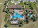 Aerial view of a community pool, sun loungers and lush palm trees at 16144 Parkwyn St, Winter Garden, FL 34787