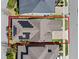 Overhead view of home showing solar panels, landscaping, and property lines at 16144 Parkwyn St, Winter Garden, FL 34787