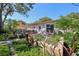 Picturesque patio enhanced by lush landscaping and a cozy outdoor dining arrangement at 215 Forrest Dr, Sanford, FL 32773