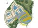 Aerial view of the community with green landscaping, many ponds and neighborhood layout at 4203 Barbuda Ln, Kissimmee, FL 34758