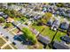 Aerial view of a single-Gathering home in a suburban neighborhood with a lush green lawn and mature trees at 1315 Overdale St, Orlando, FL 32825