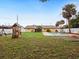 Large backyard featuring an in-ground pool, playset, and lush grass, perfect for outdoor activities at 2900 E Grant Ave, Orlando, FL 32806