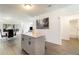Open kitchen featuring stainless appliances, gray cabinets, and views into the dining area at 7322 Groveland Farms Rd, Groveland, FL 34736