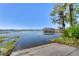 Scenic view of a boat ramp leading into a calm lake with a dock and pavilion, showcasing natural beauty at 10078 Greenshire Way, Orlando, FL 32827