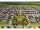 A wide aerial shot shows the scale of the neighborhood and the centralized community pool and amenities at 1703 Leatherback Ln, St Cloud, FL 34771