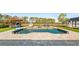 Gorgeous backyard pool with ample deck space, thatched seating, and adjacent outbuilding at 17117 Heartwood Loop, Winter Garden, FL 34787
