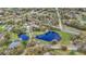 Wide aerial shot showcasing the home's placement with water views, large lot, and surrounding landscape at 1943 Wingfield Dr, Longwood, FL 32779