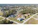 An aerial view of a single-Gathering home showcases its well-maintained lawn, complemented by the surrounding neighborhood setting at 4590 Sw 99Th St, Ocala, FL 34476