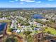 Picturesque aerial view of neighborhood showcasing beautiful homes, mature trees, and peaceful lakes, perfect for relaxed living at 4721 Tara View Road, Leesburg, FL 34748