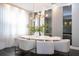 Dining room features an oval table, modern chandelier, and sleek design elements at 5006 Legacy Oaks Dr, Orlando, FL 32839