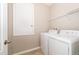 Bright laundry room equipped with a modern washer and dryer, featuring neutral walls and practical shelving at 6097 Monterey Cypress Trl, Sanford, FL 32773