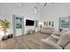 Bright living room with vaulted ceilings, a flat-screen TV, comfortable seating and natural light streaming in from large windows at 2940 Scarlett Dr, St Cloud, FL 34772