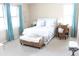 Bright bedroom with serene blue accents, plush bedding, and ample natural light from dual windows at 3039 Boating Blvd. Blvd, Kissimmee, FL 34746