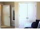 Bedroom with closet, view to bunkbeds, carpet, and blue bedding at 3039 Boating Blvd. Blvd, Kissimmee, FL 34746