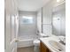 Bathroom featuring a tub, toilet, vanity, and vinyl flooring at 332 Lake Doe Blvd, Apopka, FL 32703