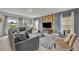 Comfortable living room showcasing modern decor, a plush sofa, large windows, and tile flooring at 638 Ogelthorpe Dr, Davenport, FL 33897