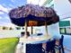 Outdoor bar featuring a tiki hut roof, entertainment system, and built-in grill, perfect for entertaining at 760 Annabell Ridge Rd, Minneola, FL 34715