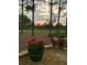 Backyard overlooking the golf course, complete with red flowers at 9346 San Jose Blvd, Howey In The Hills, FL 34737