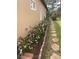 Side view of a house featuring well-maintained landscaping and a stone walkway at 9346 San Jose Blvd, Howey In The Hills, FL 34737