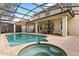 A beautiful screened-in pool area featuring a hot tub and plenty of space for outdoor dining and lounging at 2508 Archfeld Blvd, Kissimmee, FL 34747