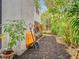 The backyard featuring a mulch bed next to the home's exterior wall and landscaping at 3408 Idlegrove Ct, Orlando, FL 32822