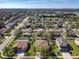 Birds eye view of a residential neighborhood with tree-lined streets, homes, and community layout at 3620 Chandler Estates Dr, Apopka, FL 32712