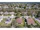 Aerial view of the house roof, backyard and surrounding neighborhod with tree-lined streets at 3620 Chandler Estates Dr, Apopka, FL 32712