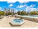 Outdoor hot tub with patio and views of the cityscape and blue skies with puffy white clouds at 401 E Robinson St # 202, Orlando, FL 32801