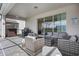 Covered patio featuring a barbecue and patio furniture and a view into the screened in pool area at 4353 Lana Ave, Davenport, FL 33897