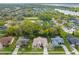 Aerial shot displays the home's backyard, landscaping, and the community's peaceful, tree-filled setting at 4933 Raylene Way, St Cloud, FL 34771