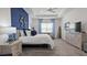 Spacious main bedroom featuring a blue accent wall, and a cozy seating area to relax and unwind at 7977 Hanson Bay Pl, Kissimmee, FL 34747